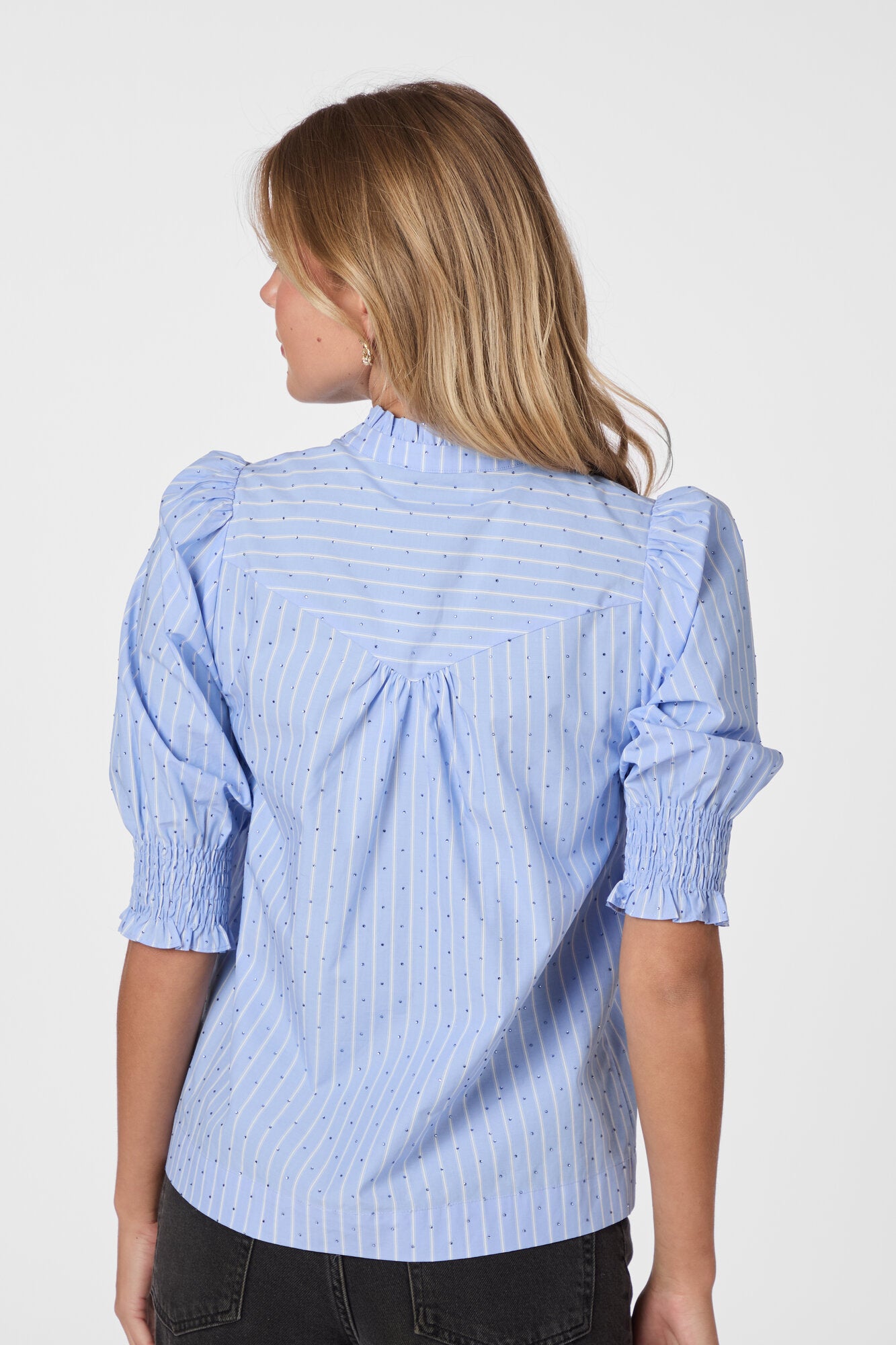 Diana Stripy Stone bluse - Light Blue